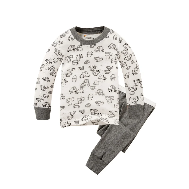 Пижамные комплекты для мальчиков и девочек, детская Рождественская одежда для сна, Детская Пижама, детская ночная рубашка с принтом мотоцикла, самолета, ракеты, динозавра, совы - Цвет: A047