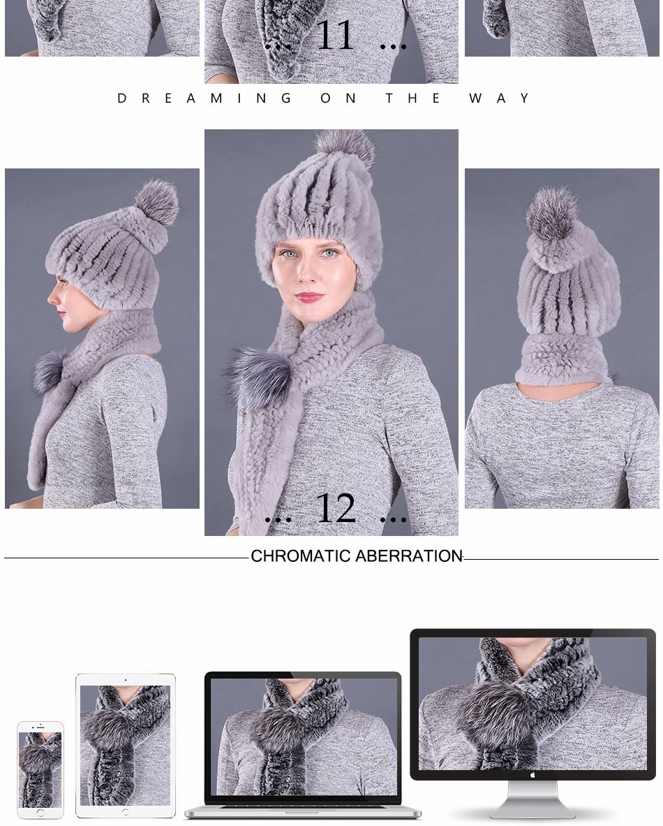 Модная зимняя шапка и шарф для девочек, комплект для женщин, теплые шапочки для девочек, шарф, помпоны, шапки из натурального меха, вязаные шапки и шарф, 2 шт./компл