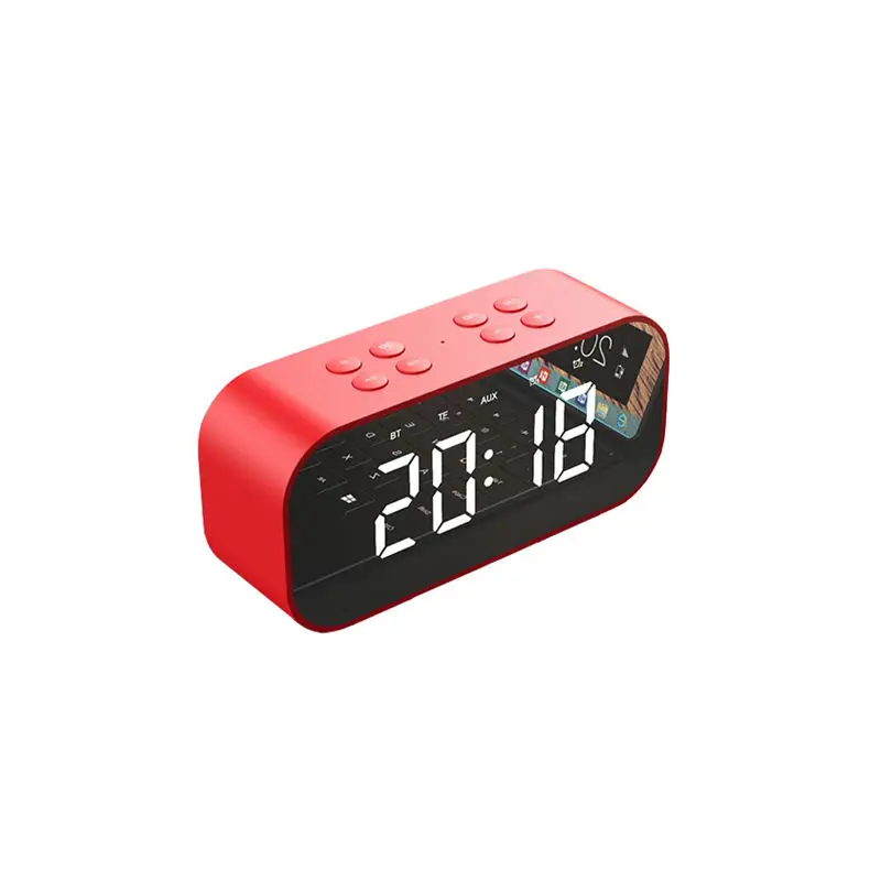 Red AAAE топ-Bluetooth 5,0 Портативный Беспроводной Bluetooth Динамик Колонка сабвуфер музыкальная резонаторная коробка Led Время Будильник для Lapt - Цвет: Red