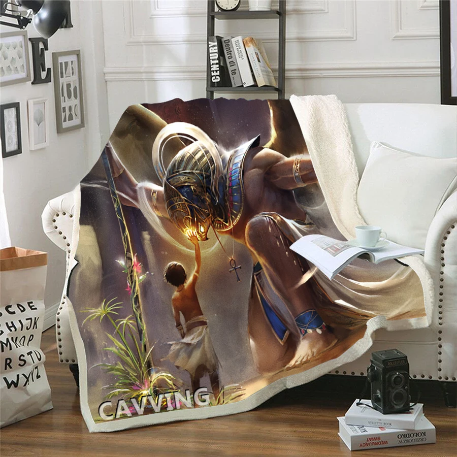 Egyptian God Eye of Horus Egypt Pharaoh Anubis 3D Printed Sherpa Blanket Rectangle Blanket