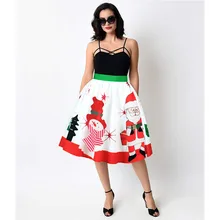 Женская короткая юбка с принтом рождественского оленя, елки, снега, Санта-Клауса, винтажная плиссированная юбка на год для вечеринки, Рождественский наряд для девочек