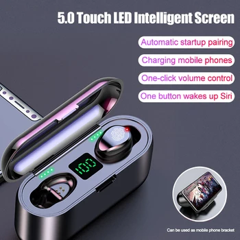 

F9 Wireless Headphones Bluetooth 5.0 Earphone TWS HIFI Mini In-ear Sports Running Headset Support iOS/Android Phones HD Call