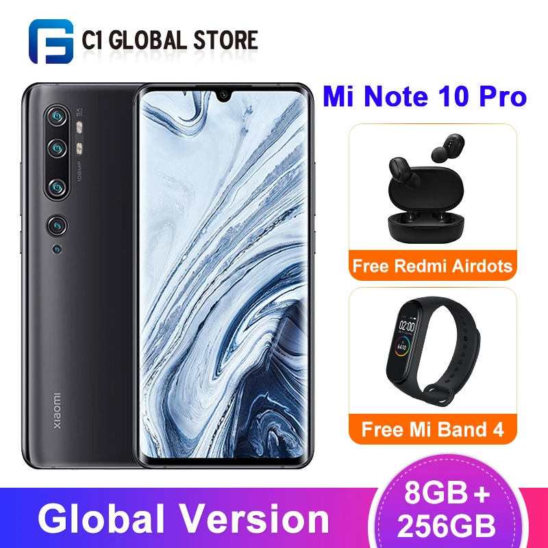 Глобальная версия Xiaomi Mi Note 10 Pro 8GB 256GB смартфон 730 MP Penta камера Snapdragon 6,47G 5260 ''AMOLED дисплей mAh