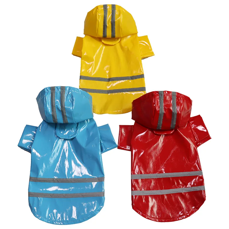 Rainy Season Fashion Pu Reflective Pet Raincoat Hooded Big Dog Small Teddy | Дом и сад