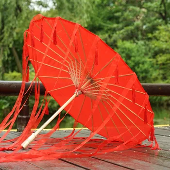 

Fashion Chinese Tassel Umbrella Ribbon Silk Cloth Hua Cheng COS Decorative Umbrella Women Dance Props Photography Event Decor