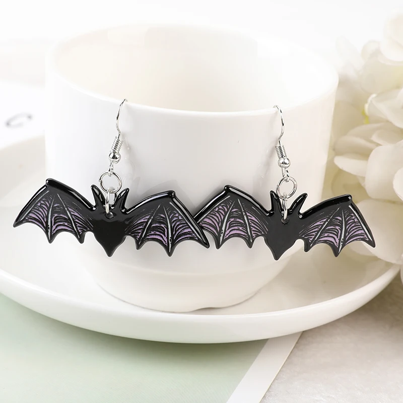 Dangle Earrings Crystal Earrings Drop Earrings Long Earrings Halloween Dangle Earrings Black Punk Witches Crafts Skull Hand Cat Bat Crystal 1Pair for Women Birthday Gift