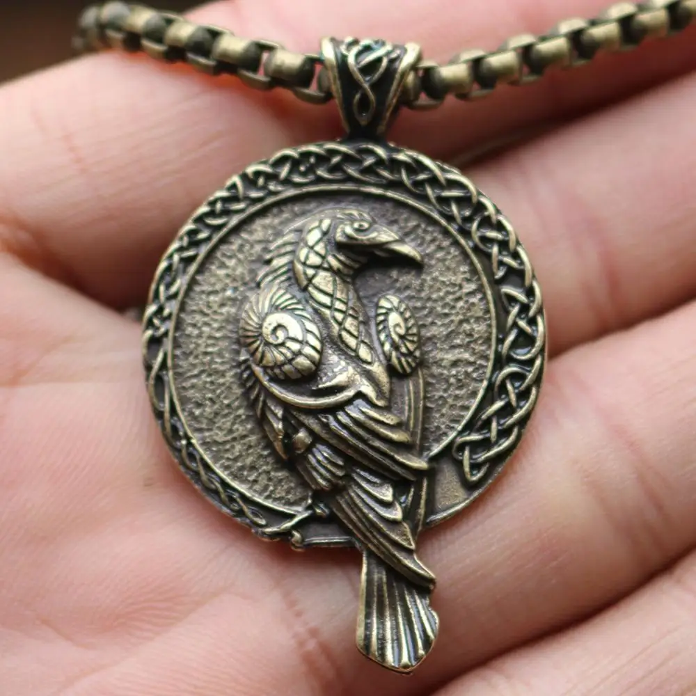 Odin Raven Talisman Amulet колье с кулоном в стиле викингов Wicca Bird Goth Jewelry Runes Neckless Wiccan