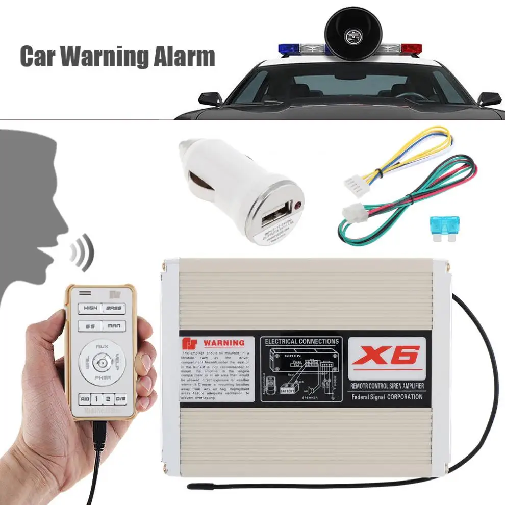 200W 18 Tones Warning Alarm Siren Horn Speaker MP3 System Remote Host