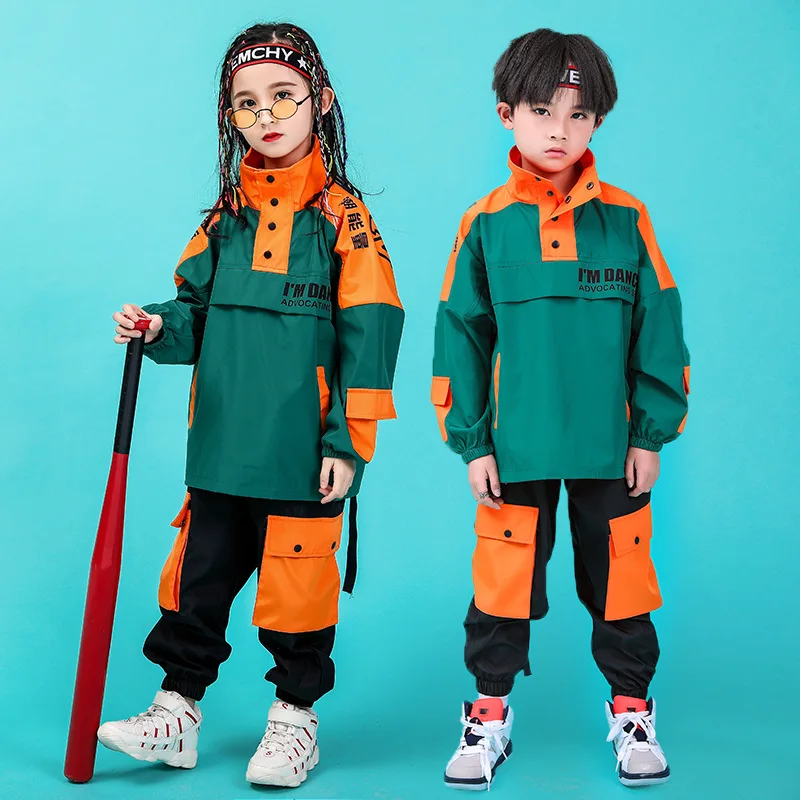 Детский комплект для уличных танцев, детские танцевальные костюмы azz на весну-осень, одежда в стиле хип-хоп для мальчиков и девочек, детская одежда для выступлений