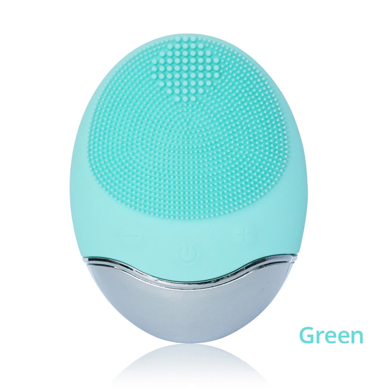 Electric Facial Cleansing Brush Bamboo Charcoal Fibre Bristles Skin Exfoliating Face Massage 5 Levels Speed IPX7 Waterproof - Цвет: Зеленый
