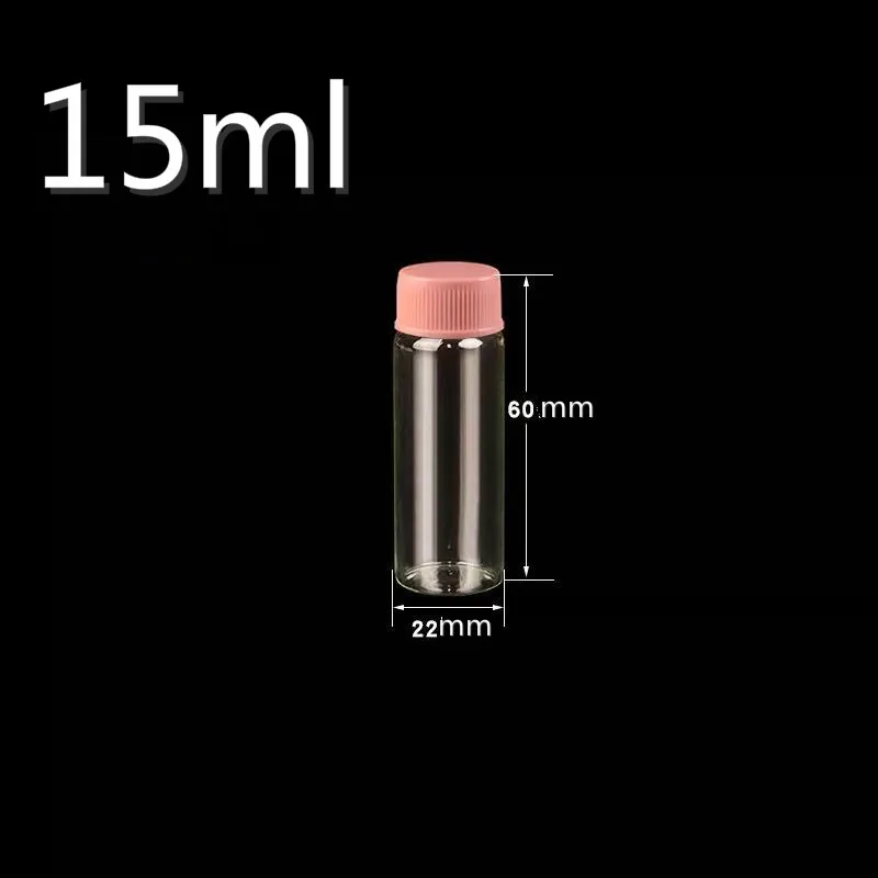 100PCS 5/6/8/10/15ml 유리병 병 장식품 흰색/검정색/분홍색 캡 컨테이너 유리병 휴일 웨딩 홈 장식