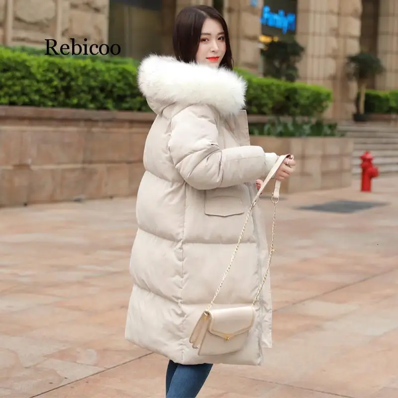 ##BUY New Warm Thicken Winter Coat Jacket Women Fur Collar Hooded Down Jacket Cotton Padded Long Snow Wear