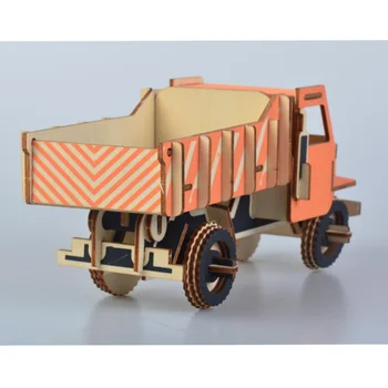 

1pc 3D Wooden Three-dimensional Puzzle Board DIY Simulation Model Dumper Car Shape DIY Puzzles for Kids Children