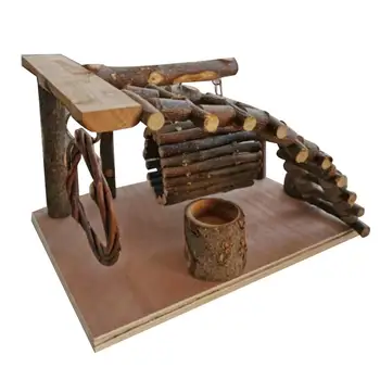 

Hamster Toy Ladder Small Pet Stairs Step Fitness Exercise Toy Apple Wood Hammock Playground Pet Feeder