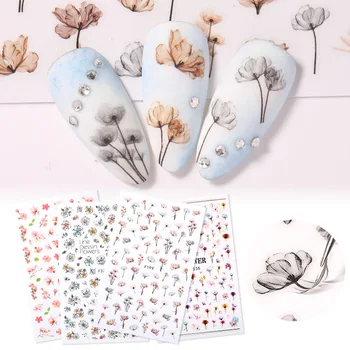 

1 Sheet 3D Floral Nail Sticker Adhesive Plants Colorful Beautiful Flowers Nail Transfer Sticker DIY Nail Art Decoration