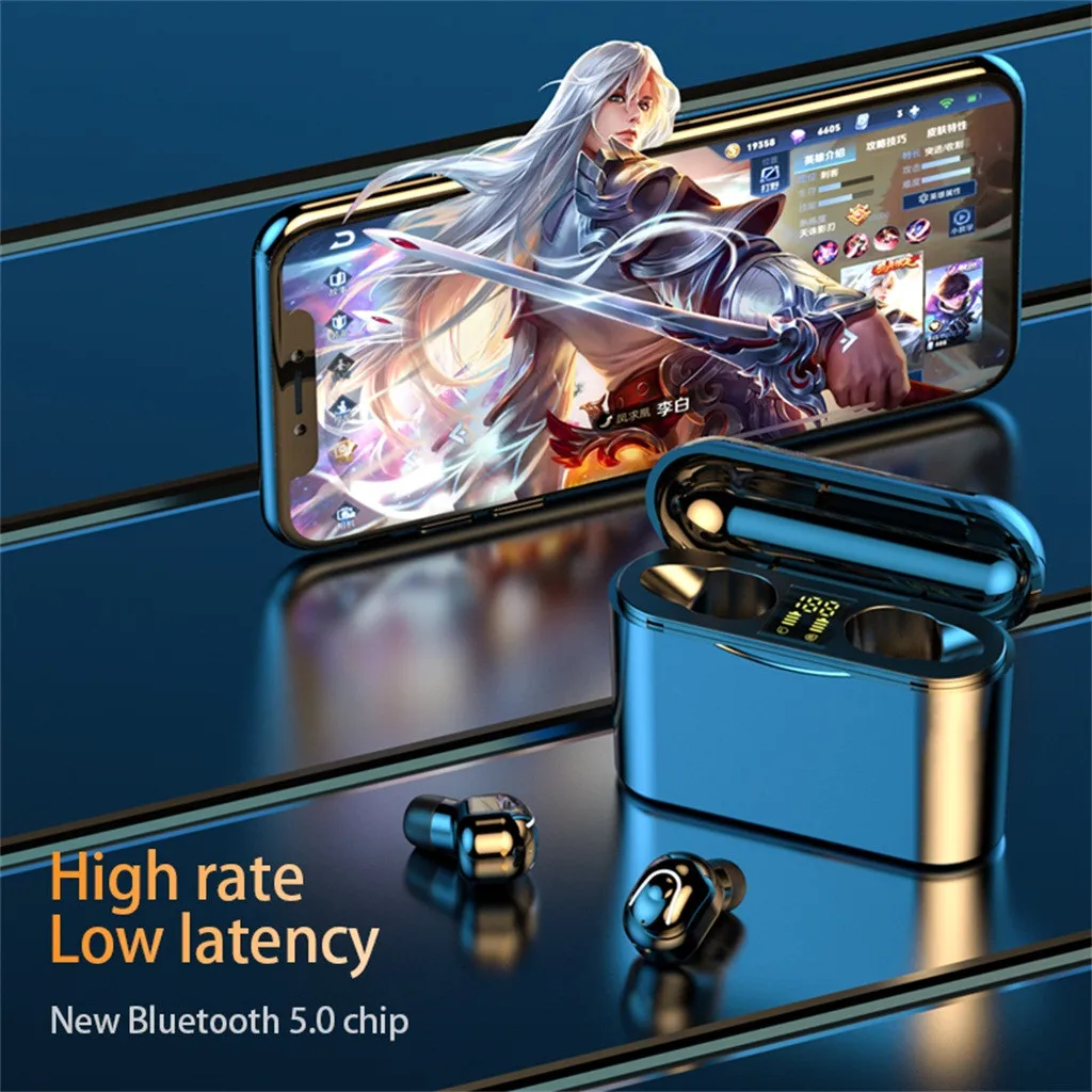 Earphones bluetooth hifi noise Wireless sports Earphones Mini Earbuds Stereo Headphones LED digital display With microphone
