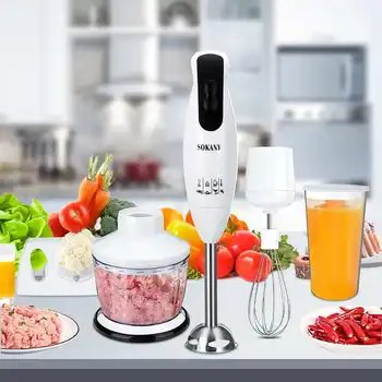 

4 in 1 Electric Blender Immersion Hand Stick Blender Mixer Vegetable Meat Grinder Whisk Juicer Mixer Smoothie Cup Kitchen