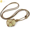 CSJA Natural Stone Rope Wrap Necklace Irregular Crystal Quartz Healing Pendant Necklaces Adjustable Women Men Retro Jewelry G317 ► Photo 2/6