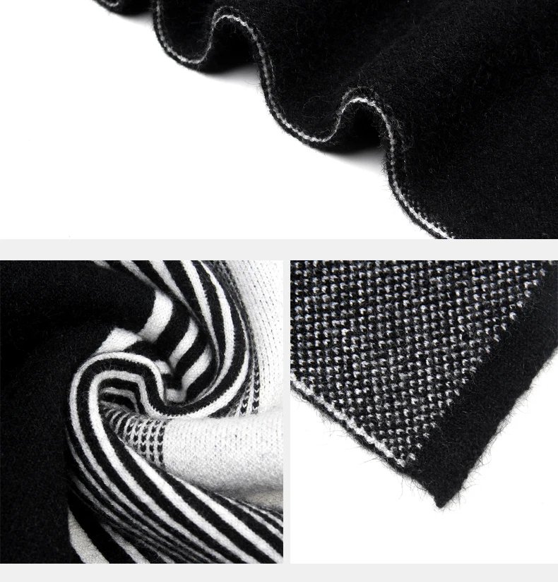 2022 Luxury Brand Korean Style Men Scarf Winter Cashmere Warm Wool Scarves Shawl Grey White Stripe Business Style Scarf men wearing scarves