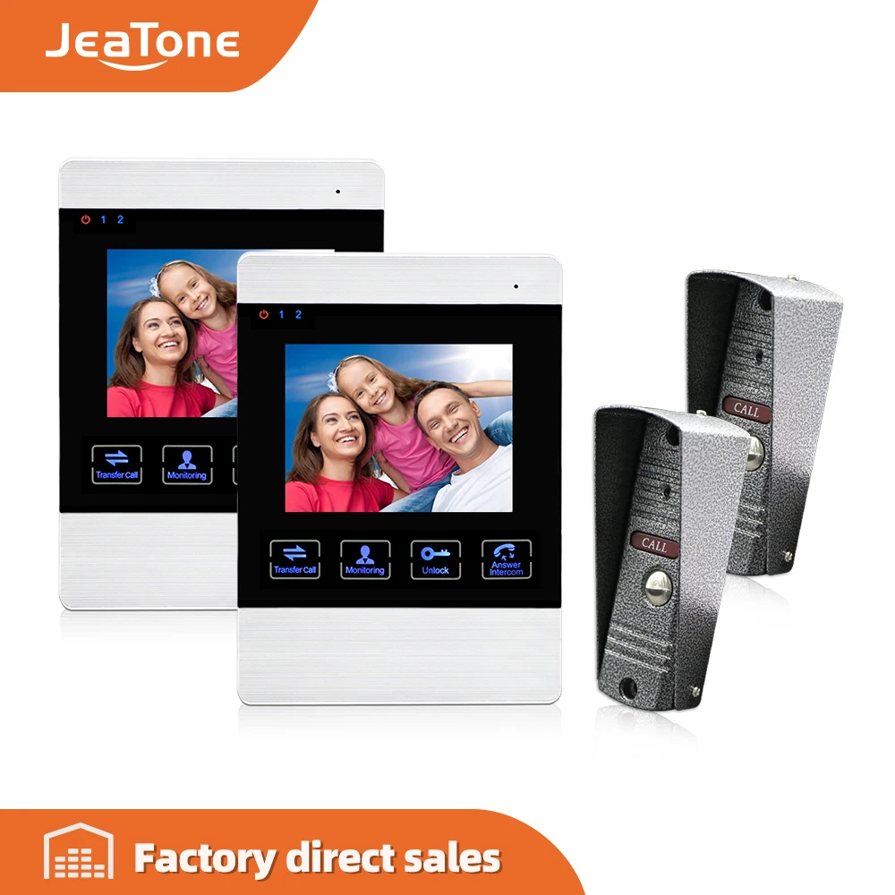 JeaTone 4 дюймовый цветной экран монитор с изображением и видеозаписью видеодомофон
