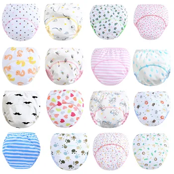 

3Pcs Baby Training Printed Pants Cotton Reusable Baby Diapers Waterproof Cloth Nappies Washable Diapers Learning Pants