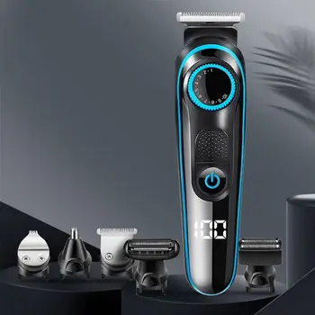 

5 in 1 Electric Hair Clippers for Men Nose Beard Trimmer Cordless USB Rechargeable LCD Display Multifunctional Razor Portable