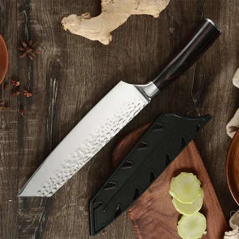 

SOWOLL Japanese Santoku Knife 7CR17 Stainless Steel Chef Knife 7" Hammered Blade Cleaver for Meat Vegetable Fish Cooking Knives