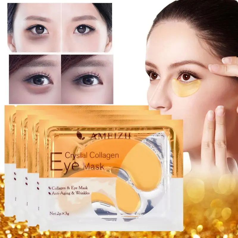 

1Pair 24K Gold Crystal Collagen Eye Mask Eye Patches For Eye Care Dark Circles Remove Anti-Aging Wrinkle Skin Care Eye Pad TSLM2