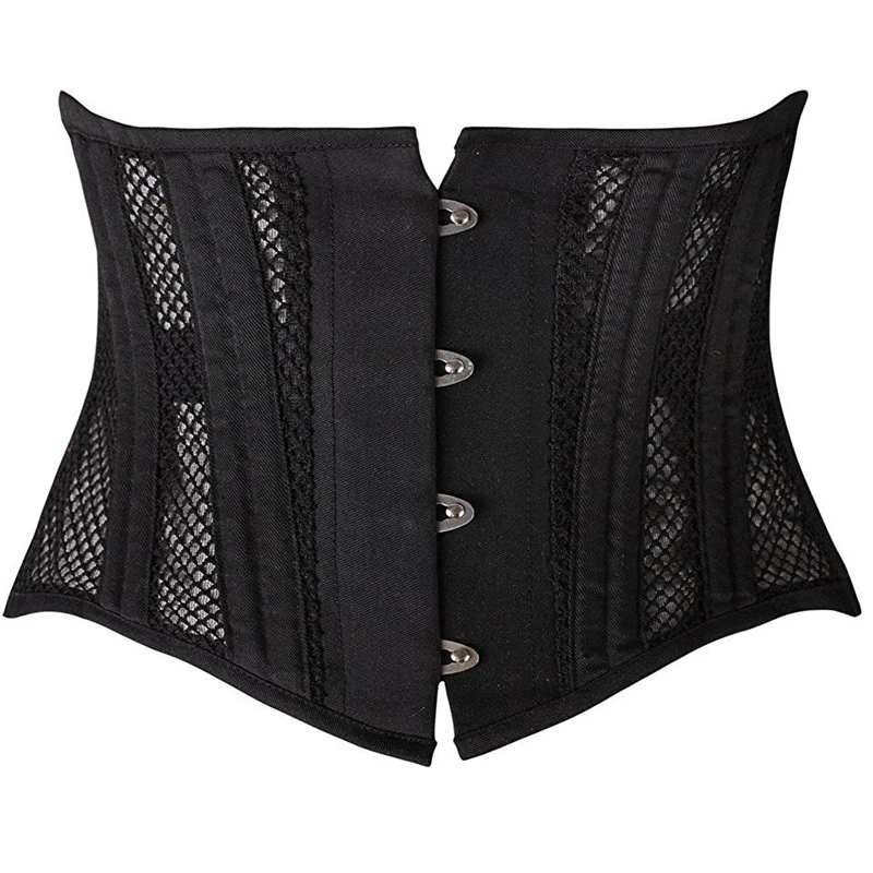 Summer Women Sexy Underbust Corset Gothic Steampunk Bustiers Waist Trainer Body Shaper Steel Boned Breathable Mesh Slimming Belt | Женская