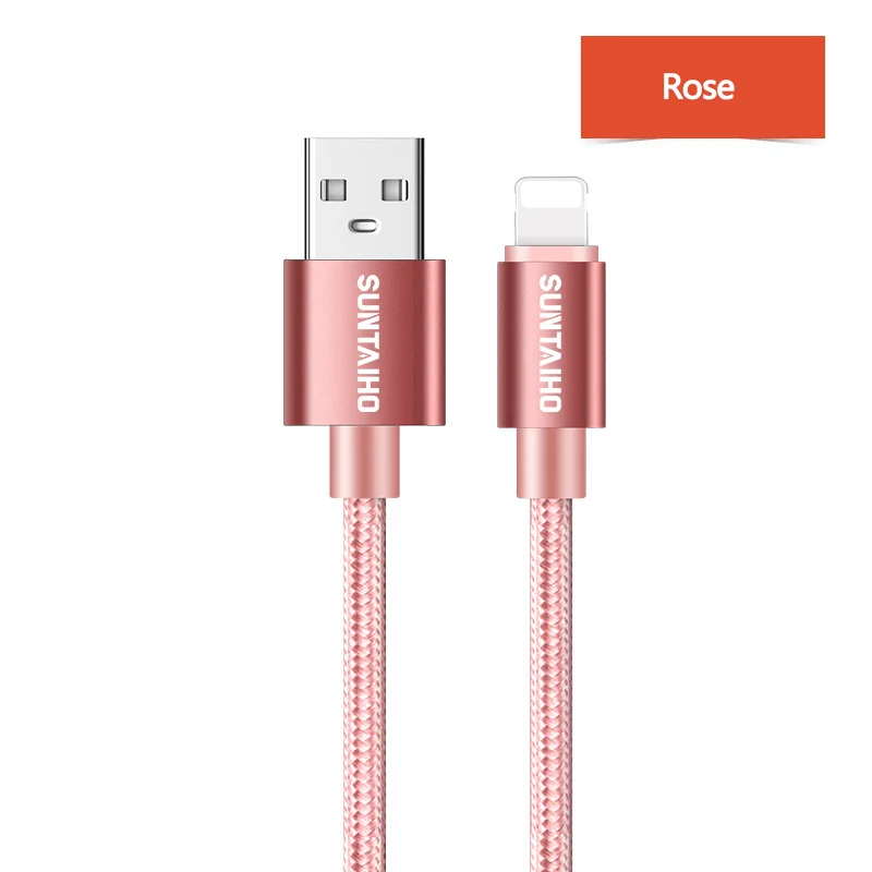 Rose Suntaiho 2.4A USB кабель для iphone Кабель зарядного устройства XS max Xr X USB кабель для быстрой зарядки iPhone 8 7 6 5s Plus Зарядное устройство для телефона - Цвет: Rose