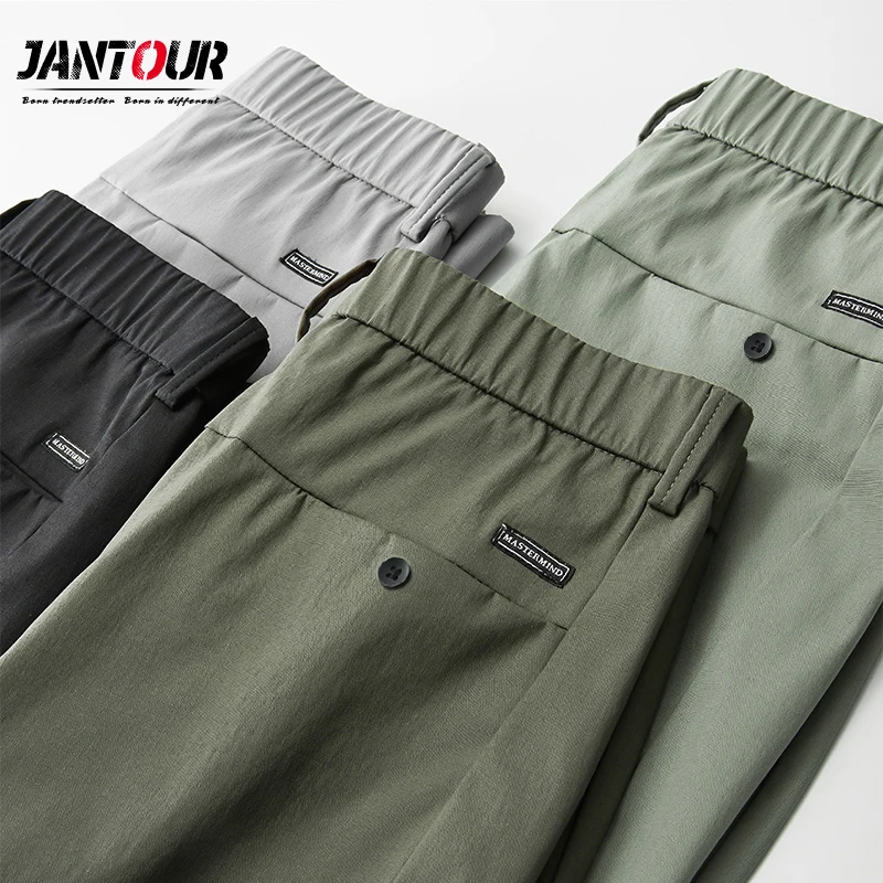 Pantalones informales ajustados de algodón para hombre, ropa de marca, Primavera, novedad de verano