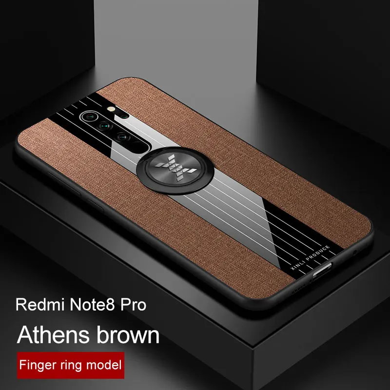 Для Xiaomi Redmi Note 8 Pro чехол роскошный магнитный держатель-кольцо мягкая силиконовая рамка чехол для Xiomi Redmi Note 8 Plus чехол для телефона s - Цвет: Brown with Ring