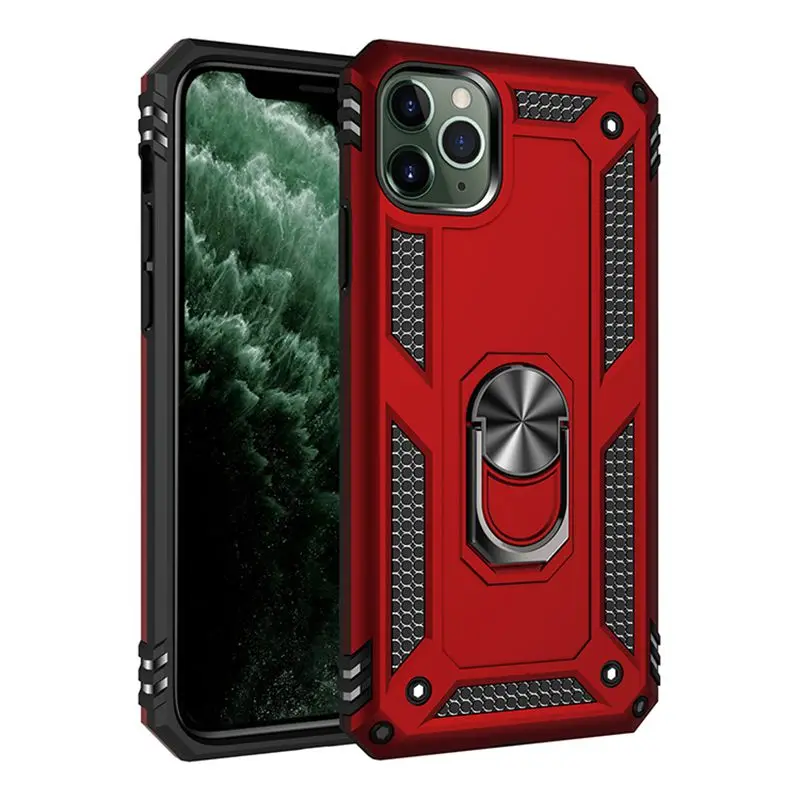 

Shockproof Case For Iphone 6 6s 7 8 Plus Hard Finger Ring Cover For Iphone X Xr Xs 11 Pro Max Pc Silicone 2 In 1 Armor