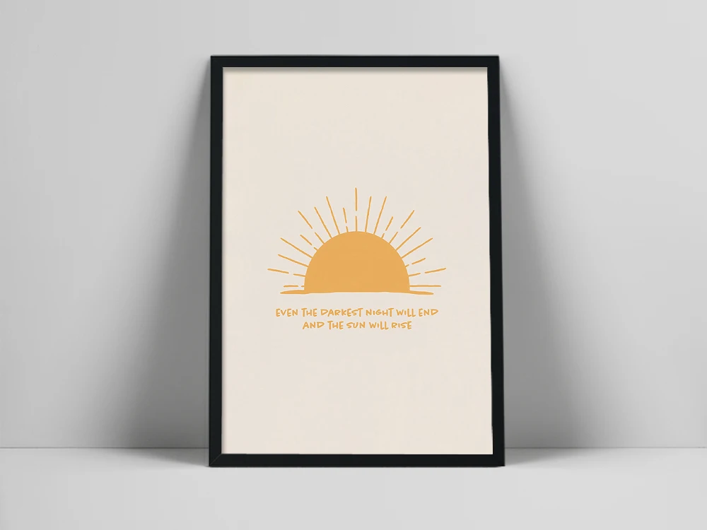 Il Sole Si Alzerà Citazione Stampa Artistica | Disegno A Tratteggio Sole | Arte Astratta Del Sole | Poster Di Citazione Tipografica | Arte Minimalista
