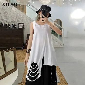 

XITAO Tassel Women Tanks Fashion New Hollow Out Irregular Pullover 2020 Spring Elegant Goddess Fan Loose Tanks Top XJ4296