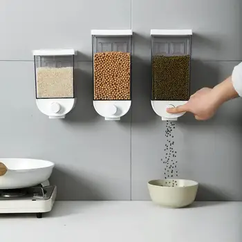 

1000/1500ML Wall Hanging Whole Grains Food Storage Container Kitchen Grain Rice Beans Sealed Jars Oatmeal Dispenser