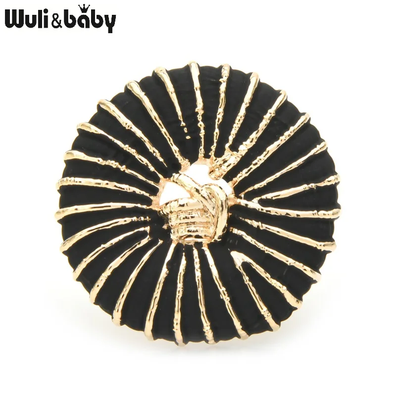 

Wuli&baby Art Roud Brooches For Women 2-color Black Gold Color Circle Flower Party Office Casual Brooch Pins Gifts
