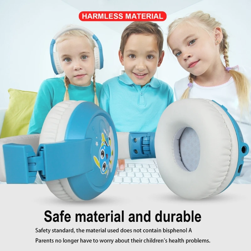 Stereo Wired and Bluetooth Music Headphone Built in Aux Microphone Kids Foldable TF Card Online Class