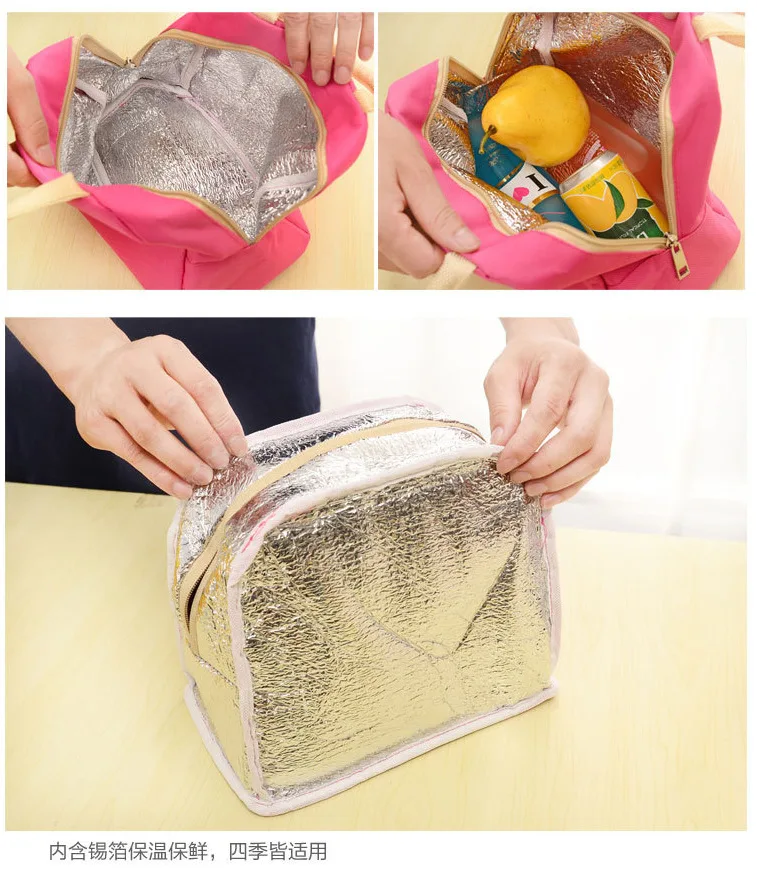 Oxford Cloth Waterproof Bento Handbag Aluminum Foil Thick Cartoon Expression Insulated Dining Bag Food Carrying Lunch Bag Wholes