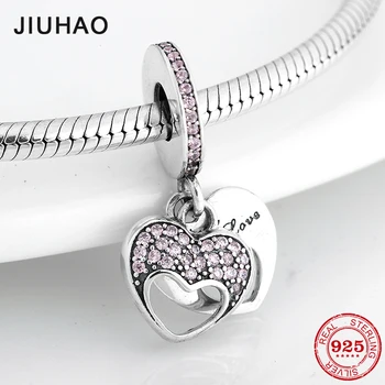 

Mother gift Hollow Out Heart Charms Shape 925 Sterling Silver fine Pendants Fit Original Designer Charm Bracelet Jewelry making