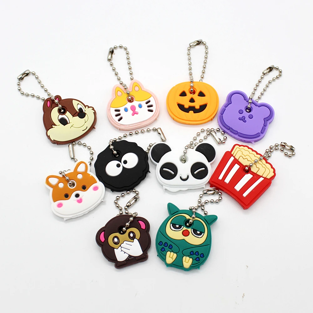 Cartoon Soft Silicone Protective Key Case Cover for Key Control Dust Cover Holder Women Cute Small Chain Pendant Keyring Key Case Key Holder Key Protector