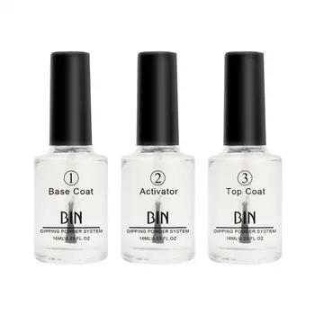 

3pcs/set 15ML Nail Color Dip Dipping Powder Pro Polish Starter Kit Base Top Coat Activator