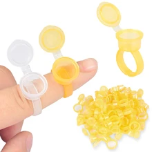 50Pcs Microblading Pigment Glue Rings Tattoo Ink Holder For Semi Permanent makeup Microblading Pigment Cap Tattoo Tool Holder