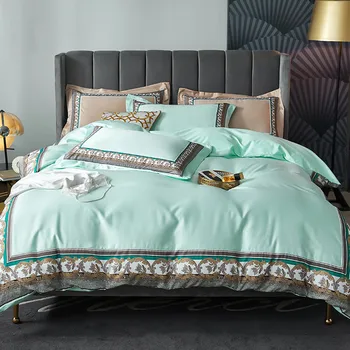 

Spring and summer new comfortable bed four-piece texture washed silk AB double fabric high-quality bedding