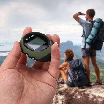 

Outdoor Mini GPS Receiver Navigation Handheld Locator Finder USB Rechargeable with Compass Sport Travel Handheld Keychain