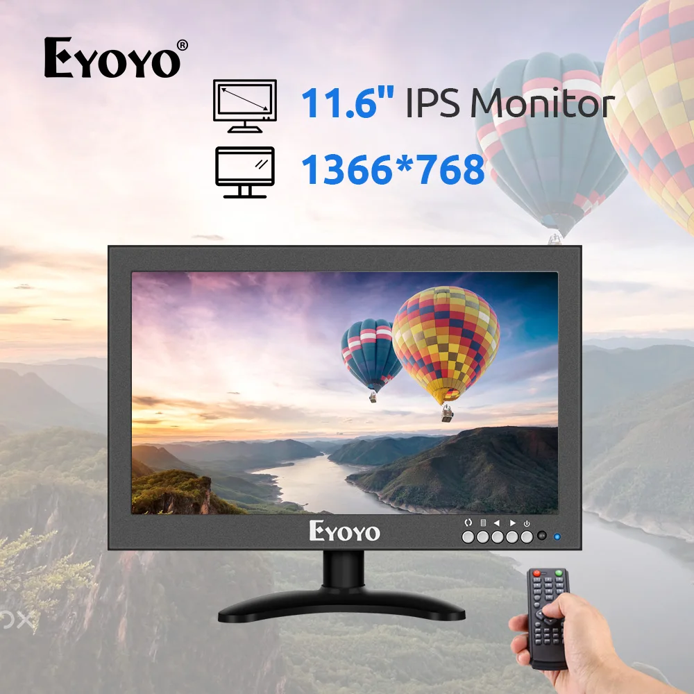 

Eyoyo EM12X 12 Inch IPS LCD Monitors HD LCD Mini Computer TV PC Display CCTV Security Surveillance Screen With HDMI VGA AV BNC