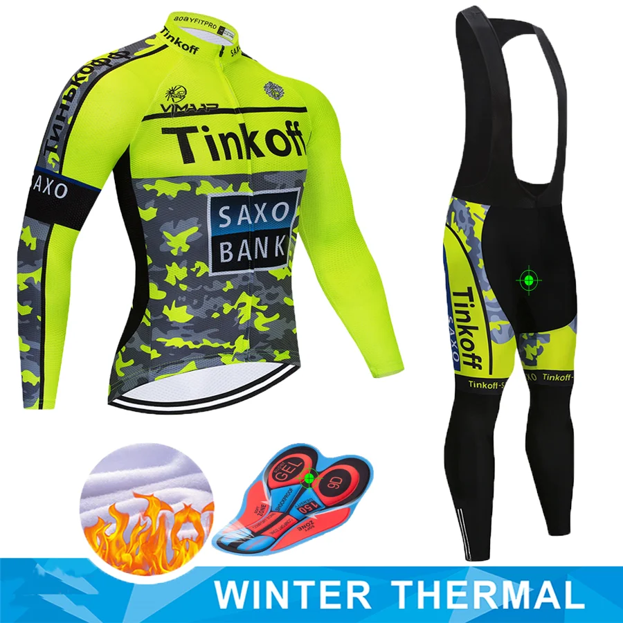 

2019 Winter Saxo bank Tinkoff Thermal Fleece Cycling Jersey Ropa Ciclismo MTB Long Sleeve Keep Warm Bike Wear Bicycle Clothing