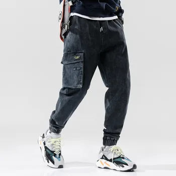 

Big Size S-4XL Autumn Winter Fashion Men Jeans High Quality Denim Cargo Pants Loose Fit Streetwear Hip Hip Joggers Jeans Men