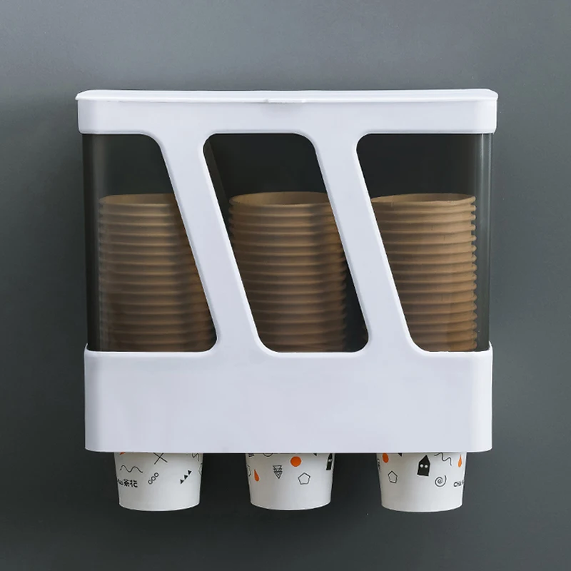 Wall Mounted Disposable Cup Holder, Buckle Type Paper Cup Extractor, Household Water Dispenser, 3 Cylinder, 045