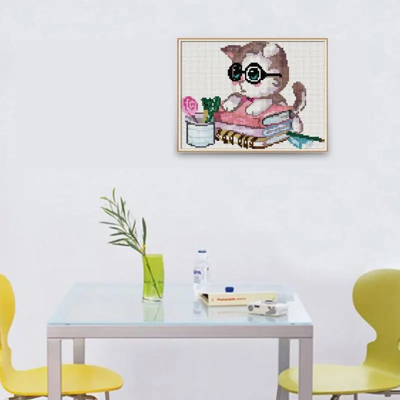 Кошка DIY полная дрель алмазная живопись вышивка крестиком набор Стразы домашний декор Искусство ремесло Q6PE